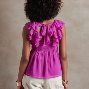 SALE ✨ Banana Republic Flutter Tie Back Top in Navy, Sz. L